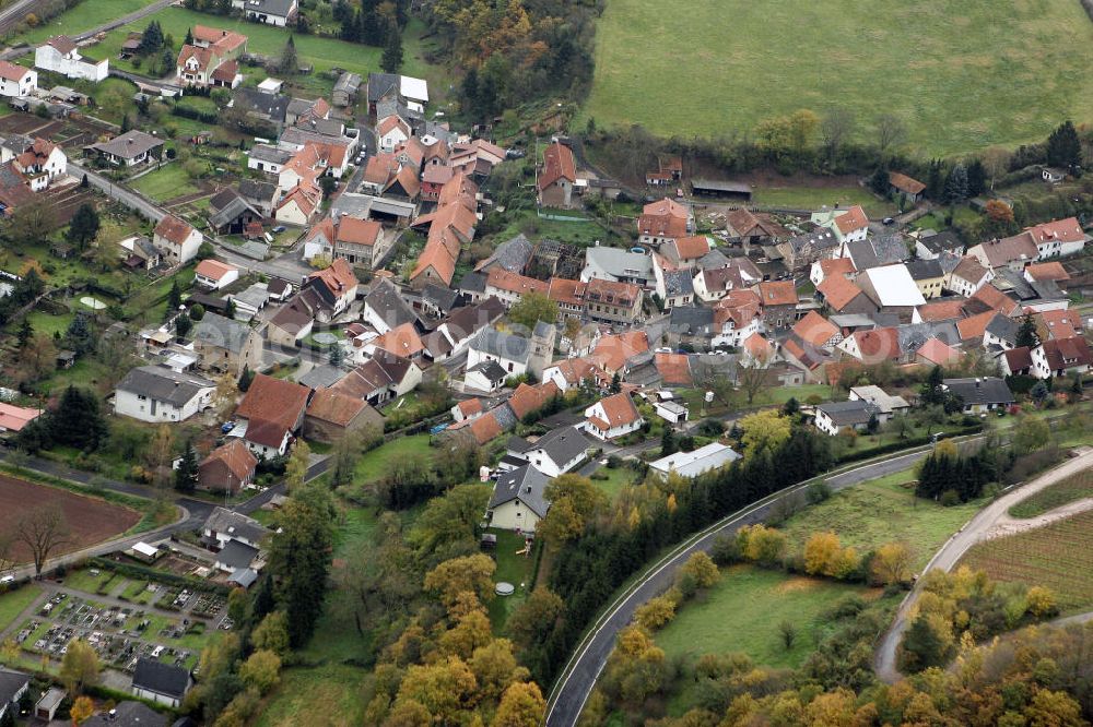 Aerial image Boos - Blick auf die Ortschaft Boos an der Nahe in Rheinland Pfalz. View to the village Boos near the Nahe in Rhineland- Palatinate.