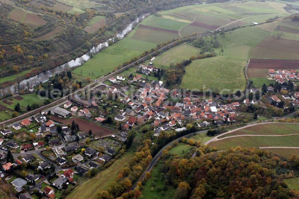 Aerial photograph Boos - Blick auf die Ortschaft Boos an der Nahe in Rheinland Pfalz. View to the village Boos near the Nahe in Rhineland- Palatinate.