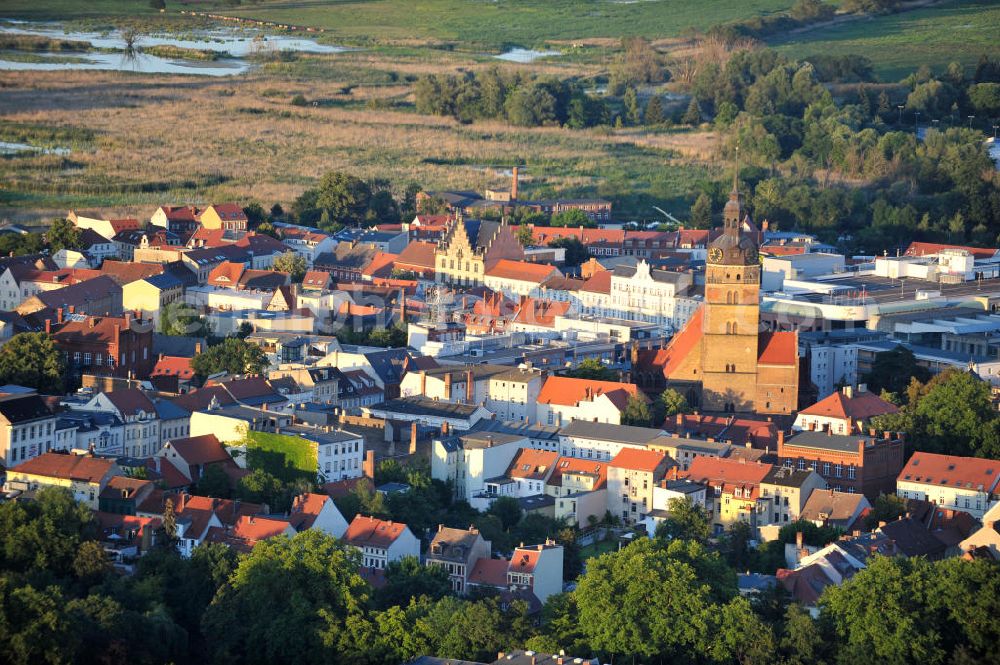 Brandenburg from above - Stadtansicht von der Brandenburger Altstadt / Innenstadt an der Kirche St Katharinen, Steinstraße, Katharinenkirchplatz.City view of the Brandenburg old town.