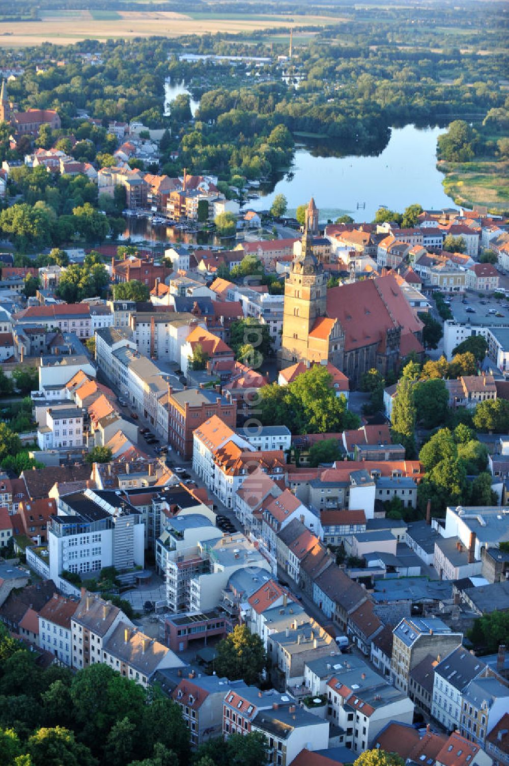 Brandenburg from above - Stadtansicht von der Brandenburger Altstadt / Innenstadt an der Kirche St Katharinen, Steinstraße, Katharinenkirchplatz.City view of the Brandenburg old town.