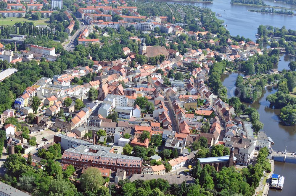 Aerial image Brandenburg - Stadtansicht auf Brandenburg an der Havel in Brandenburg. Die Stadt ist eine kreisfreie Stadt und mit ihrer tausend-jährigen Geschichte eine der ältesten Städte im Bundesland Brandenburg. Cityscape at Brandenburg on Havel in Brandnburg. The city is one of the oldest in the state of Brandenburg.