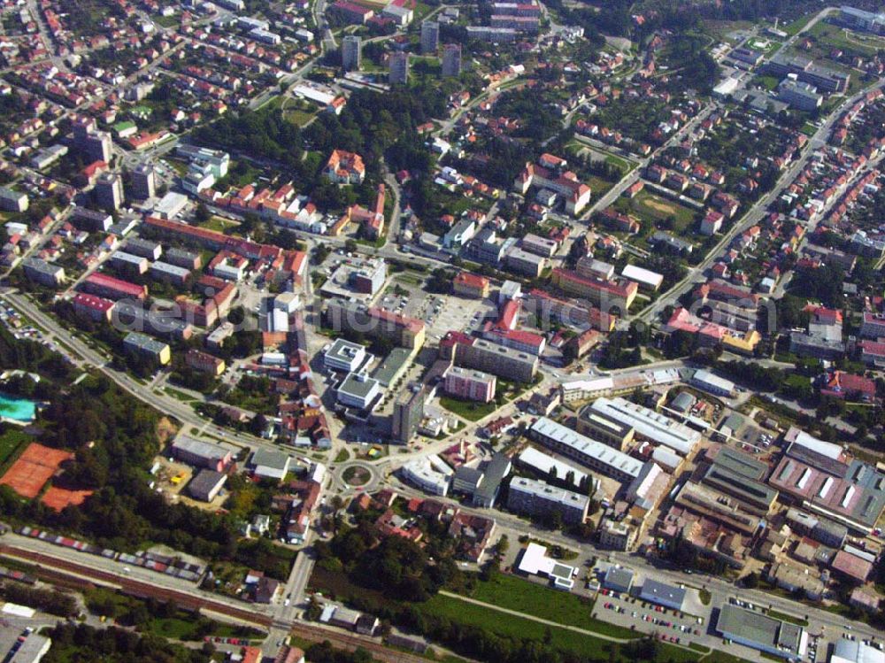 Brno / Brünn from the bird's eye view: Blick auf die Stadt Brno (Brünn), die zweitgrößte Stadt der Tschechei. Geographisch gesehen ist Brünn ein Teil der Donauregion und ist historisch mit der Stadt Wien verbunden, die von hier nur 110 km entfernt ist. Brno (Brünn) befindet sich im Kraj (etwa Verwaltungseinheit/Region) Südmährische Region .