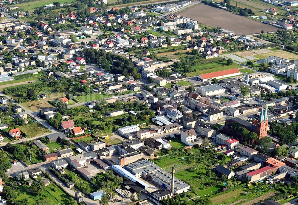 Brusy / Bruß from the bird's eye view: View of the town of Bruß in the province of Pommern. The town is situated in Kashubia, in Bory Tucholskie