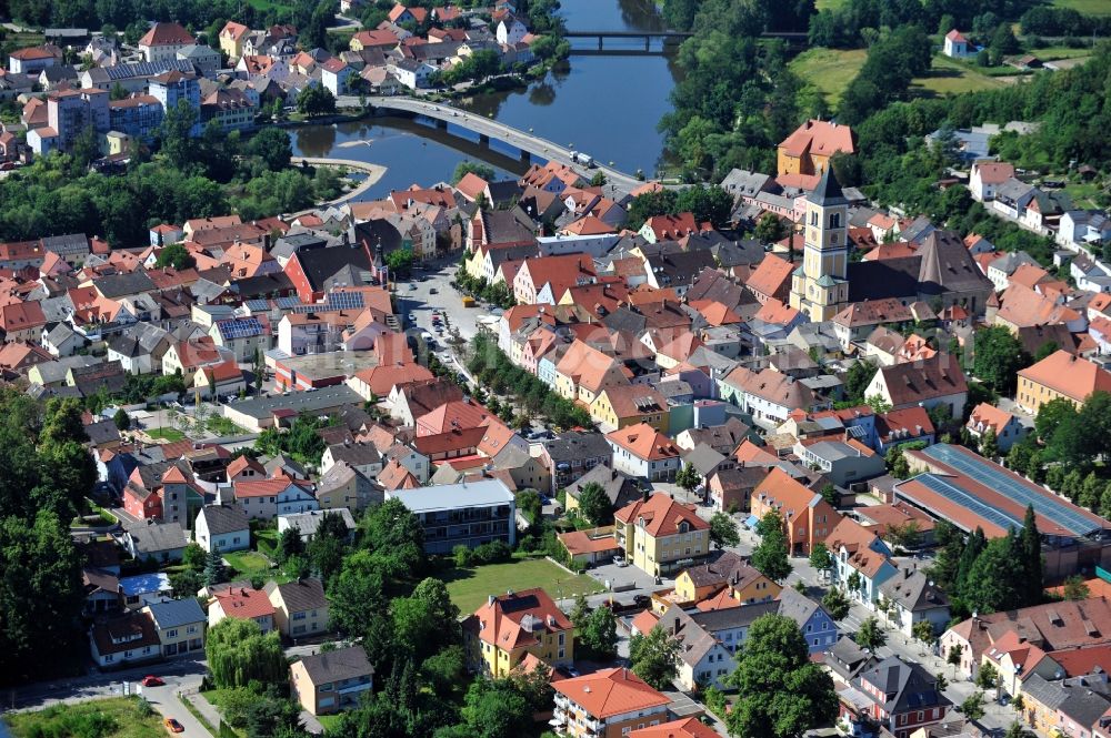 Burglengenfeld from the bird's eye view: City view from the city center and downtown in Burglengenfeld in the state of Bavaria