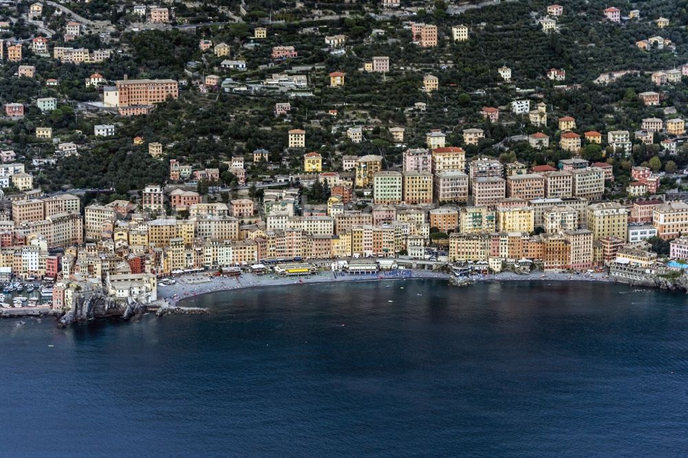 Camogli from above - City view of Camogli in the province Genua in Italy