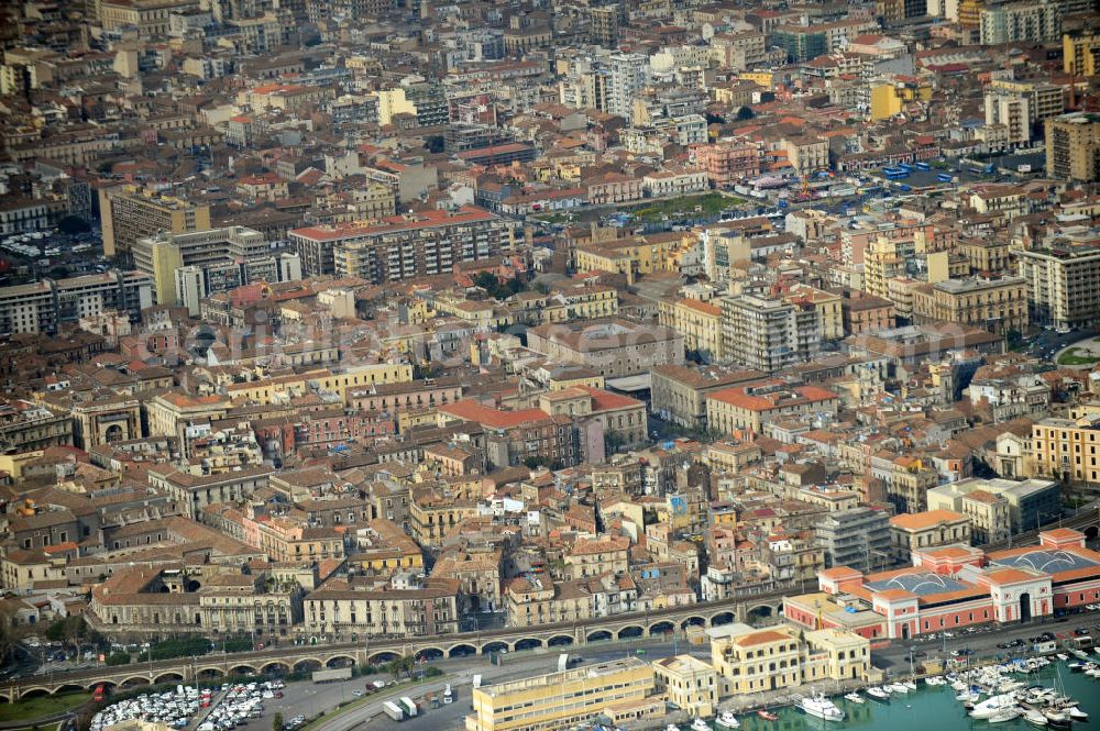 Aerial image Catania Sizilien - Housing area near by the harbour in Catania on Sicily in Italien