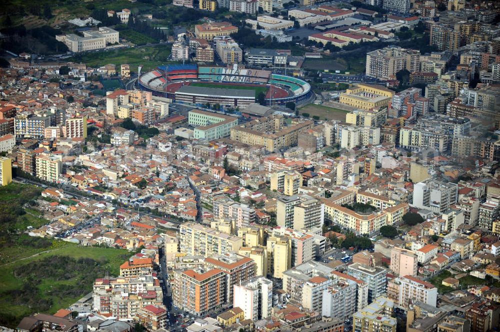 Aerial photograph Catania Sizilien - Housing area near by the stadium Stadio Angelo Massimino in Catania on Sicily in Italien