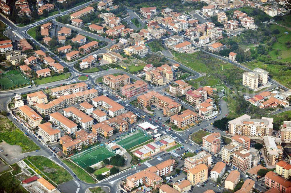 Catania Sizilien from above - Housing area Sacra Famiglia in Catania on Sicily in Italy