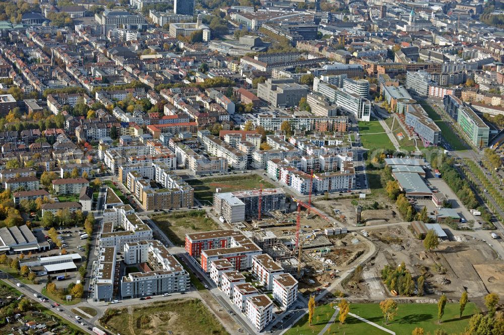 Karlsruhe from the bird's eye view: Blick über die Fläche des Neubauprojekts City Park nach Westen. View over the development project City Park to the west.