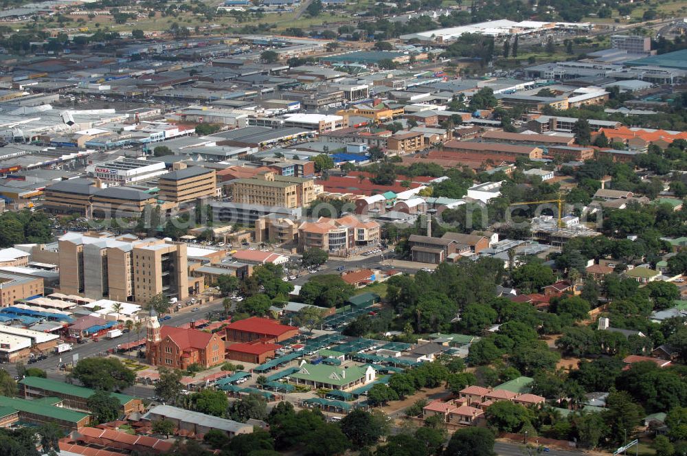 Polokwane from the bird's eye view: Stadtansicht von Polokwane in der Provinz Limpopo von Südafrika, einem Austragungsort der Fußball- Weltmeisterschaft 2010. City View from Polokwane in South Africa a venue of the 2010 FIFA World Cup.