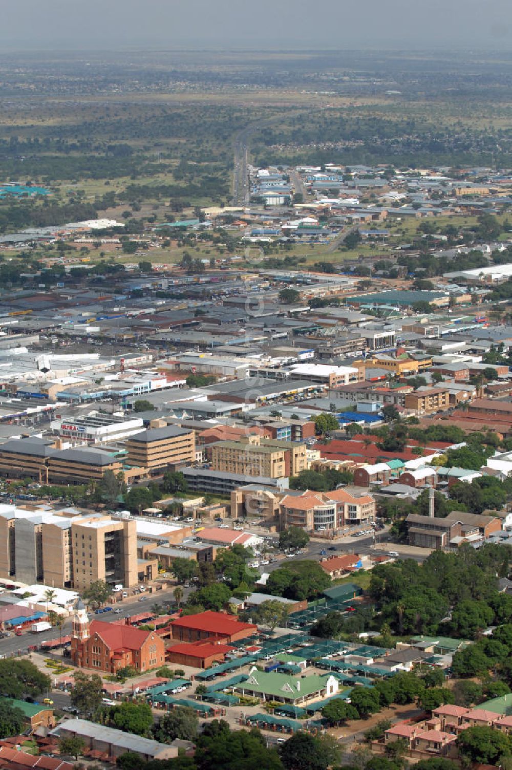 Aerial image Polokwane - Stadtansicht von Polokwane in der Provinz Limpopo von Südafrika, einem Austragungsort der Fußball- Weltmeisterschaft 2010. City View from Polokwane in South Africa a venue of the 2010 FIFA World Cup.