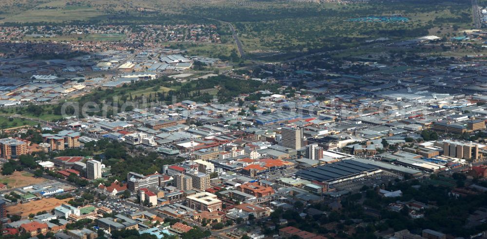 Polokwane from the bird's eye view: Stadtansicht von Polokwane in der Provinz Limpopo von Südafrika, einem Austragungsort der Fußball- Weltmeisterschaft 2010. City View from Polokwane in South Africa a venue of the 2010 FIFA World Cup.