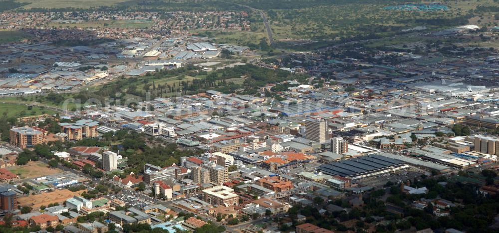 Aerial image Polokwane - Stadtansicht von Polokwane in der Provinz Limpopo von Südafrika. City View from Polokwane in South Africa.