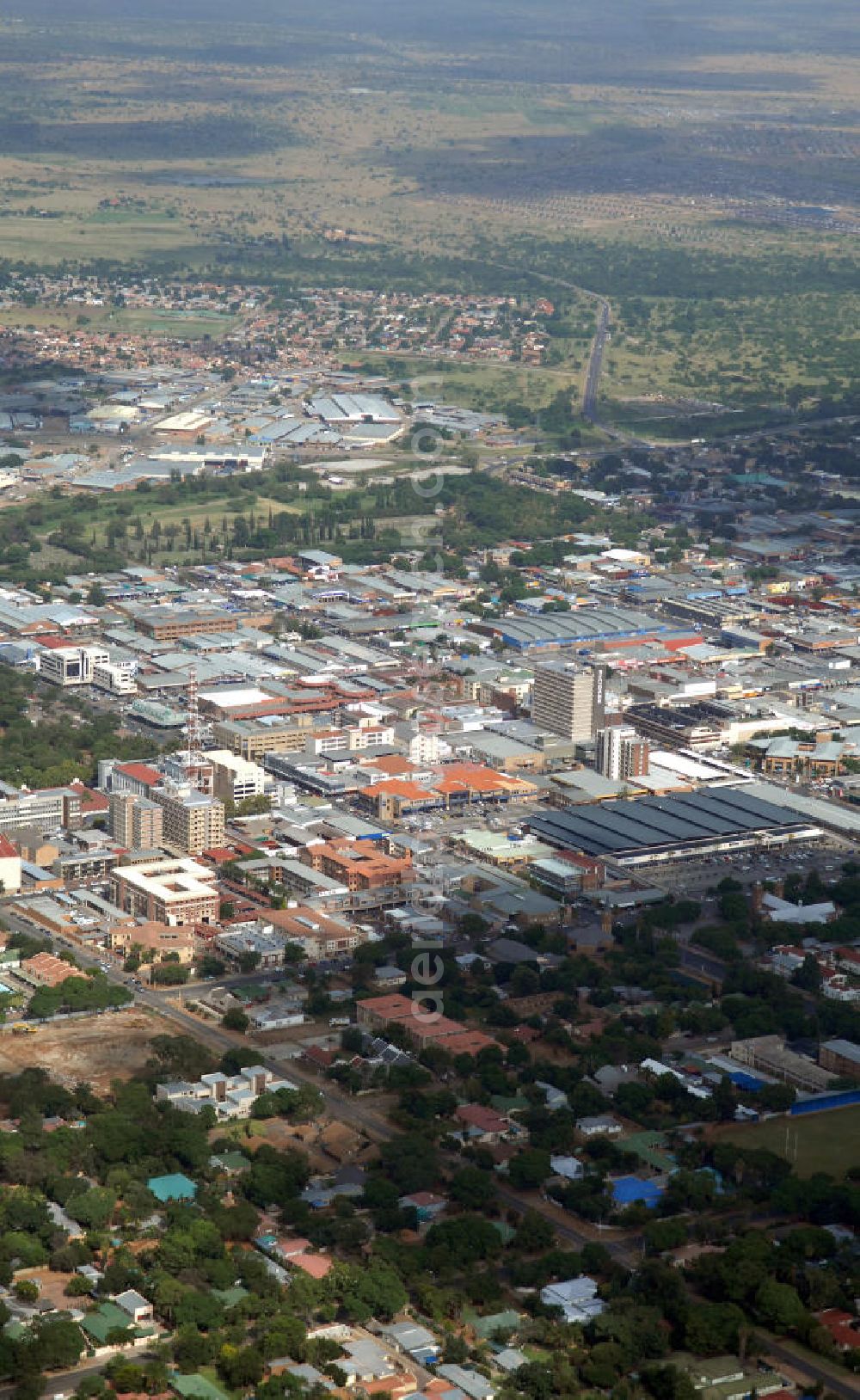 Polokwane from above - Stadtansicht von Polokwane in der Provinz Limpopo von Südafrika. City View from Polokwane in South Africa.