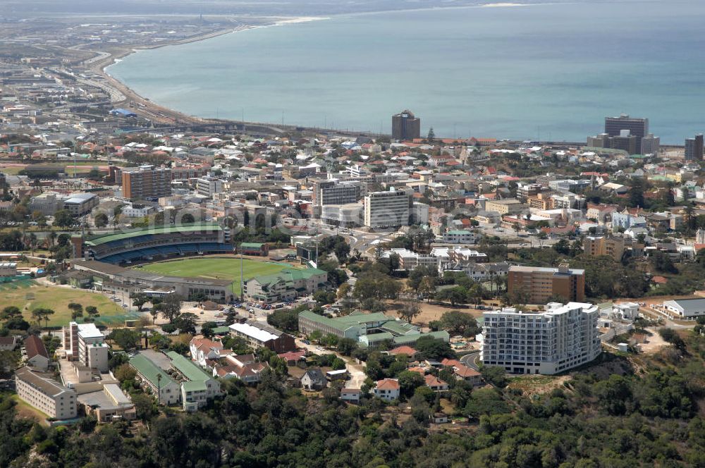 Port Elizabeth from the bird's eye view: Stadtansicht von Port Elizabeth in der Provinz Eastern Cape von Südafrika, einem Austragungsort der Fußball- Weltmeisterschaft 2010. Cityscape of Port Elizabeth in South Africa, a venue of the 2010 FIFA World Cup.