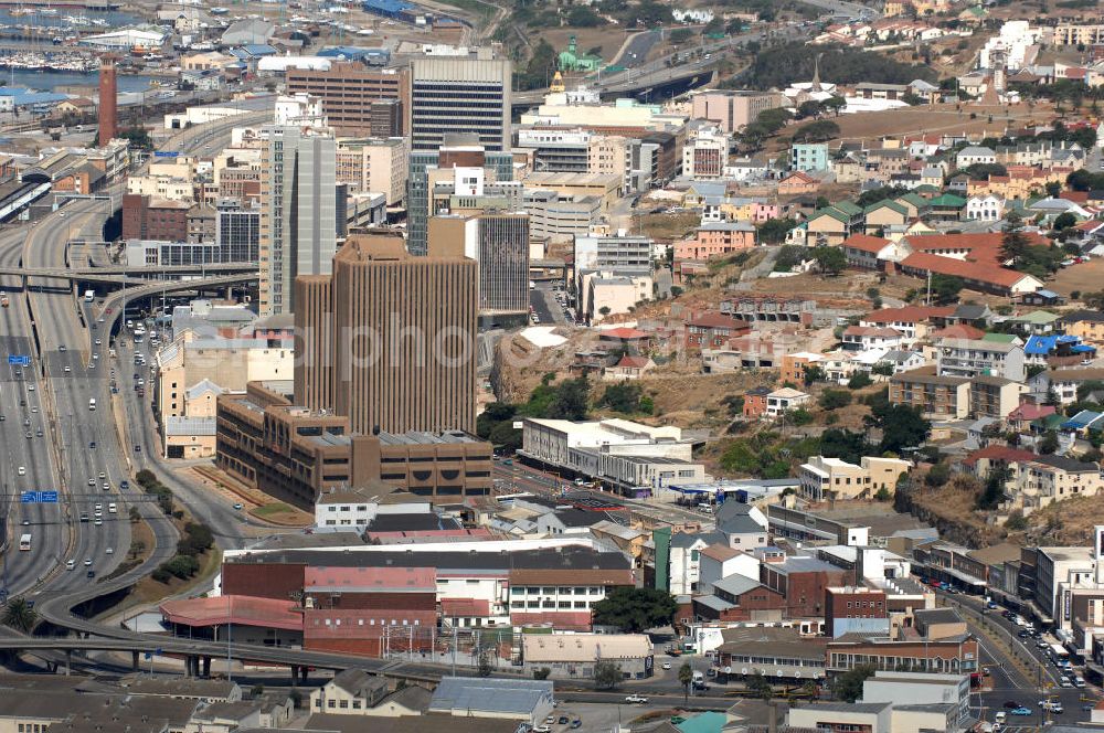 Port Elizabeth from the bird's eye view: Stadtansicht von Port Elizabeth in der Provinz Eastern Cape von Südafrika, einem Austragungsort der Fußball- Weltmeisterschaft 2010. Cityscape of Port Elizabeth in South Africa, a venue of the 2010 FIFA World Cup.