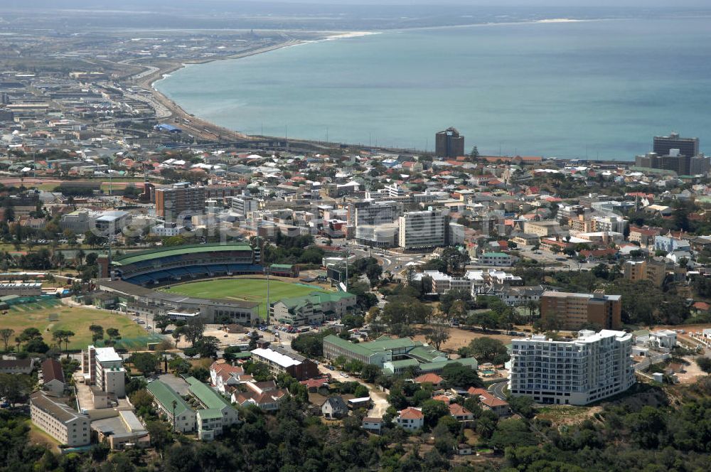 Port Elizabeth from the bird's eye view: Stadtansicht von Port Elizabeth in der Provinz Eastern Cape von Südafrika, einem Austragungsort der Fußball- Weltmeisterschaft 2010. Cityscape of Port Elizabeth in South Africa, a venue of the 2010 FIFA World Cup.