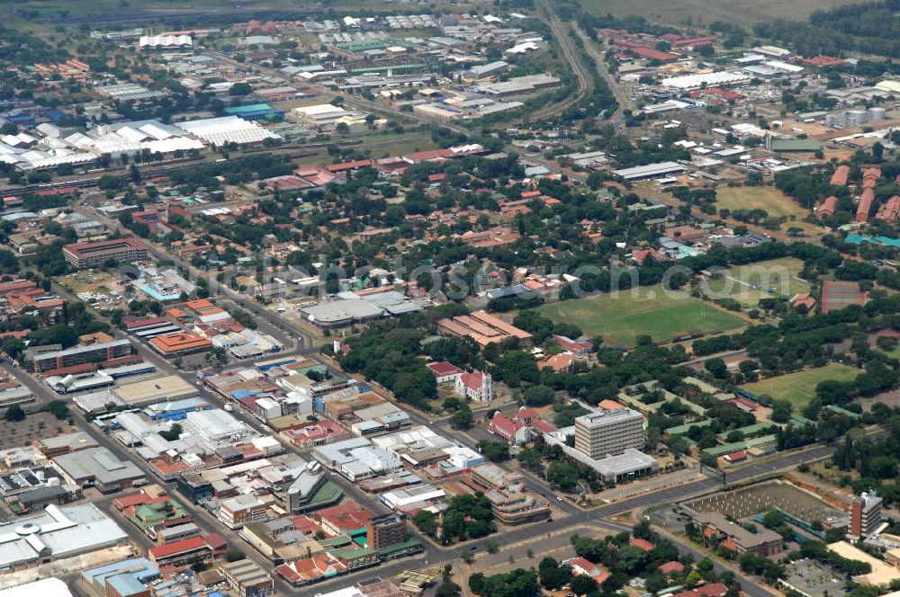 Aerial image 14.02.2010 - Stadtansicht von Rustenburg, in der Nordwest Provinz von Südafrika, einem Austragungsort der Fußball- Weltmeisterschaft 2010. Cityscape from Rustenburg in the North West Province of South Africa, a venue of the 2010 FIFA World Cup.