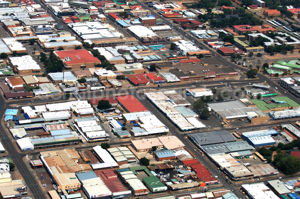 14.02.2010 from above - Stadtansicht von Rustenburg, in der Nordwest Provinz von Südafrika, einem Austragungsort der Fußball- Weltmeisterschaft 2010. Cityscape from Rustenburg in the North West Province of South Africa, a venue of the 2010 FIFA World Cup.