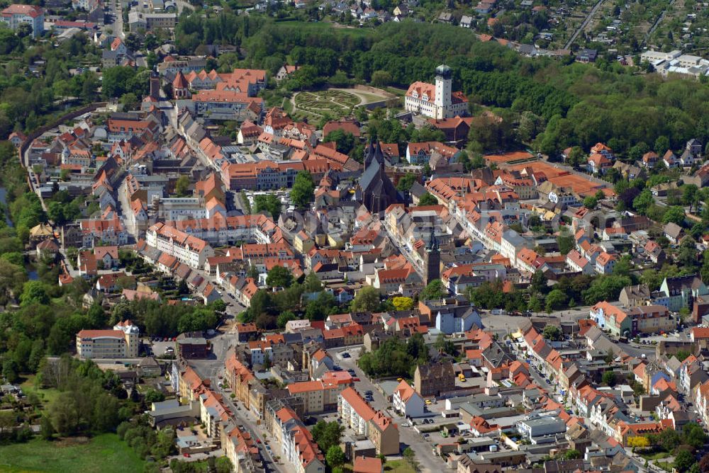 Aerial photograph DELITZSCH - Blick über die Altstadt von Delitzsch. Kontakt: Stadtverwaltung Delitzsch Markt 3, 04509 Delitzsch, Tel. 034202 67-0, Fax 034202 62897,