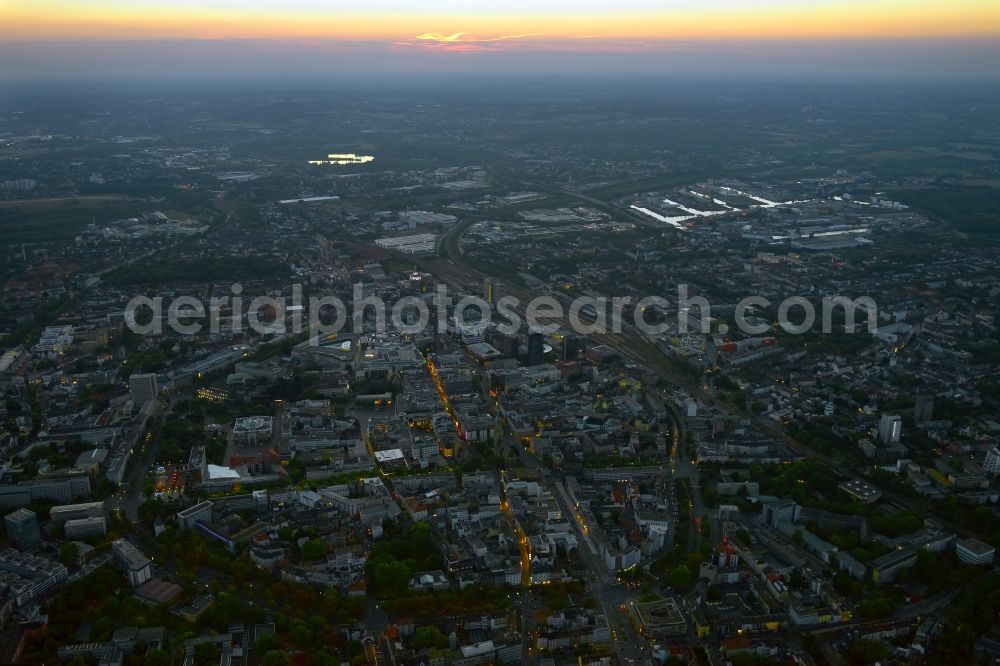 Aerial image Dortmund - View of Dortmund during sunset in the state of North Rhine-Westphalia. View from the East of the downtown area and city center