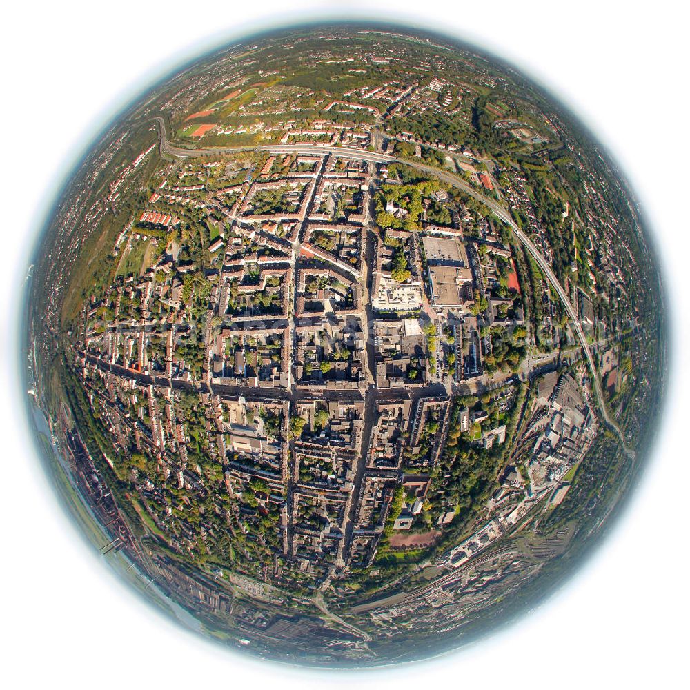 Aerial photograph Duisburg - Fish eye city view of Duisburg in North Rhine-Westfalia