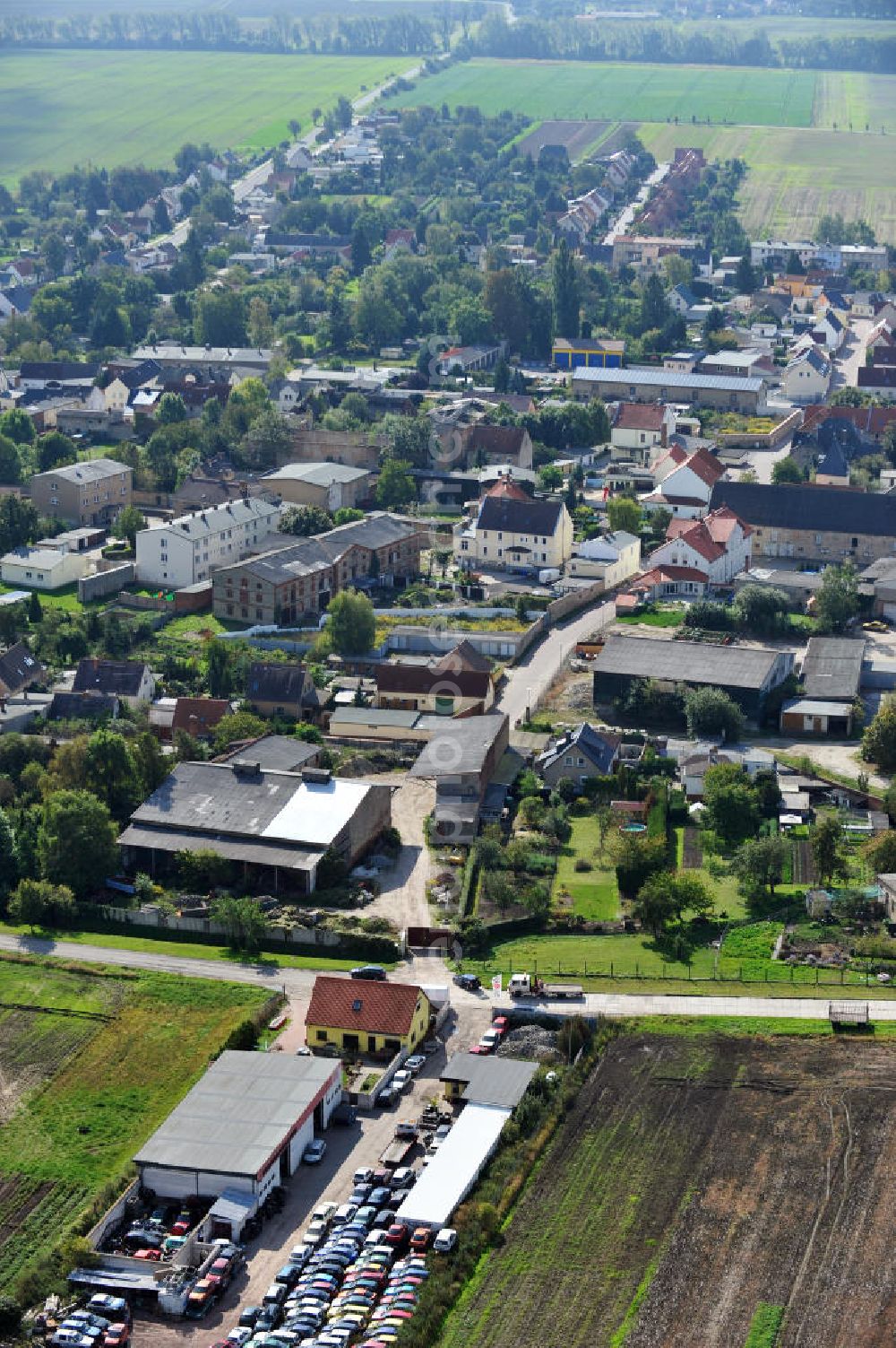 Aerial photograph Eggersdorf bei Schönebeck - Cityscape of Eggersdorf near by Schoenebeck in Saxony-Anhalt