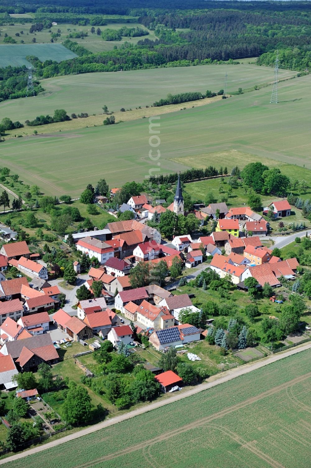 Aerial photograph Elleben - Town view of Gügleben, a district of Elleben in the state of Thuringia