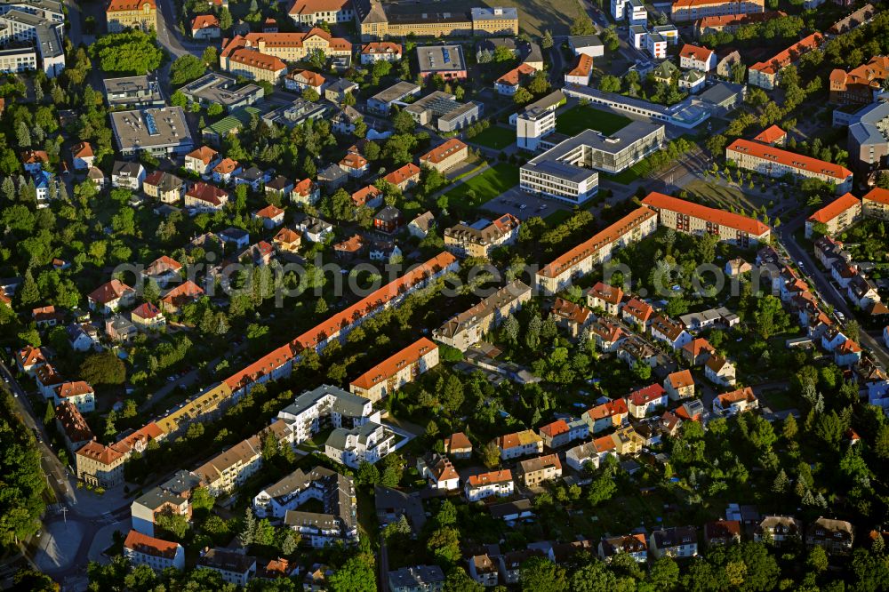 Dessau from the bird's eye view: City view - City area in the urban area along the Gropiusallee in the district Ziebigk in Dessau in the state Saxony-Anhalt, Germany