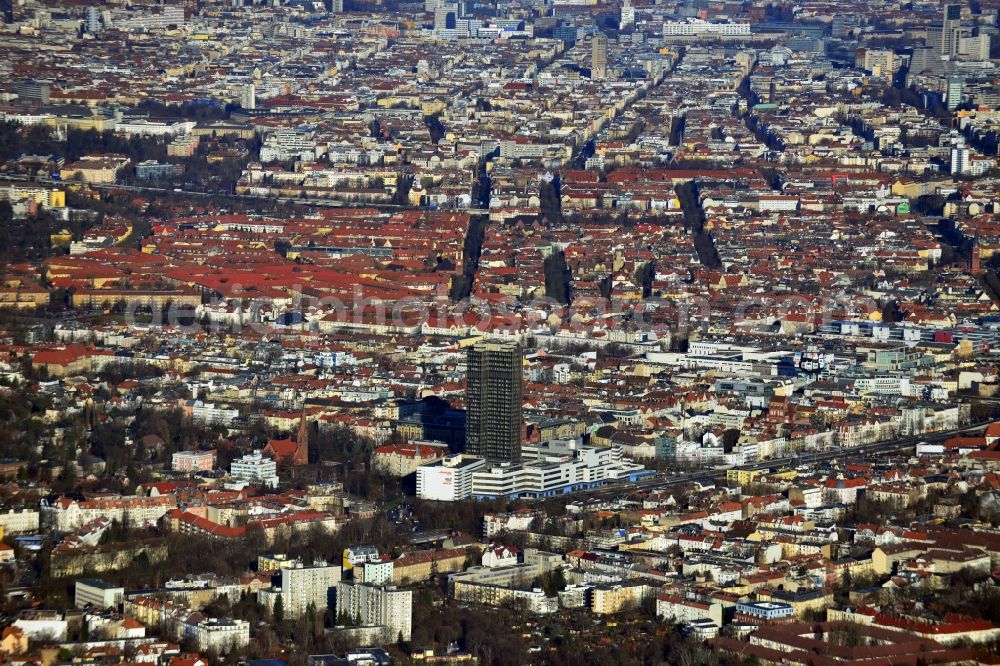 Berlin from the bird's eye view: View of the Steglitzer Kreisel, a building complex with an office tower in Berlins district of Steglitz