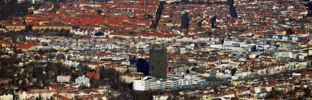 Aerial image Berlin - View of the Steglitzer Kreisel, a building complex with an office tower in Berlins district of Steglitz