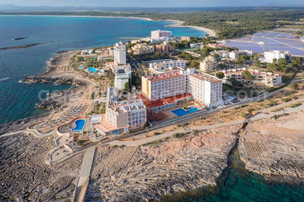 Colonia de Sant Jordi from above - View of the resort town of Colonia de Sant Jordi on the Mediterranean coast of the Spanish Balearic island of Mallorca in Spain