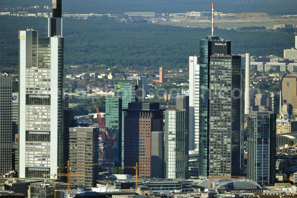 Frankfurt am Main from above - View of the Frankfurt am Main skyline. The Frankfurt banking, and office center joins a list of the main metropolis in the typical high-rise European citys