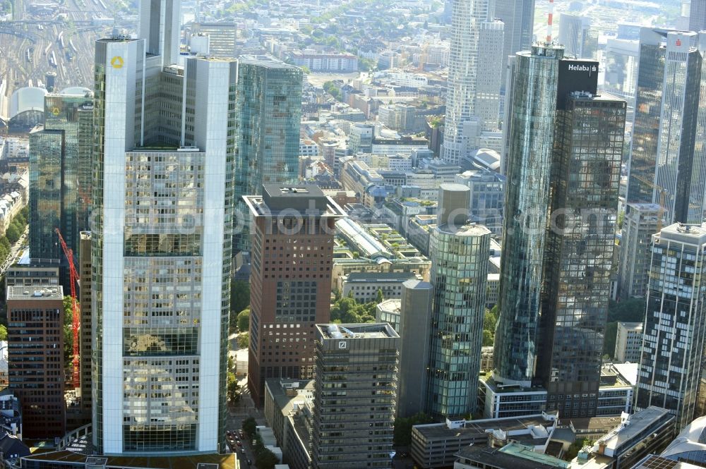 Frankfurt am Main from above - View of the Frankfurt am Main skyline. The Frankfurt banking, and office center joins a list of the main metropolis in the typical high-rise European citys