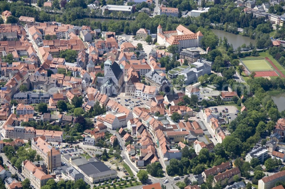 Aerial image Freiberg - Cityscape of Freiberg in Saxony, with the downtown area at St. Mary's Cathedral