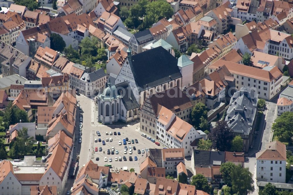 Freiberg from the bird's eye view: Cityscape of Freiberg in Saxony, with the downtown area at St. Mary's Cathedral