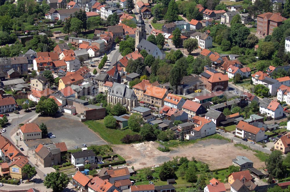 Aerial image Friedrichroda - Blick auf einen Teil der Kleinstadt Friedrichroda, eine von fünf staatlich anerkannten Luftkurorten in Thüringen. View of the small town Friedrichroda in Thuringia.