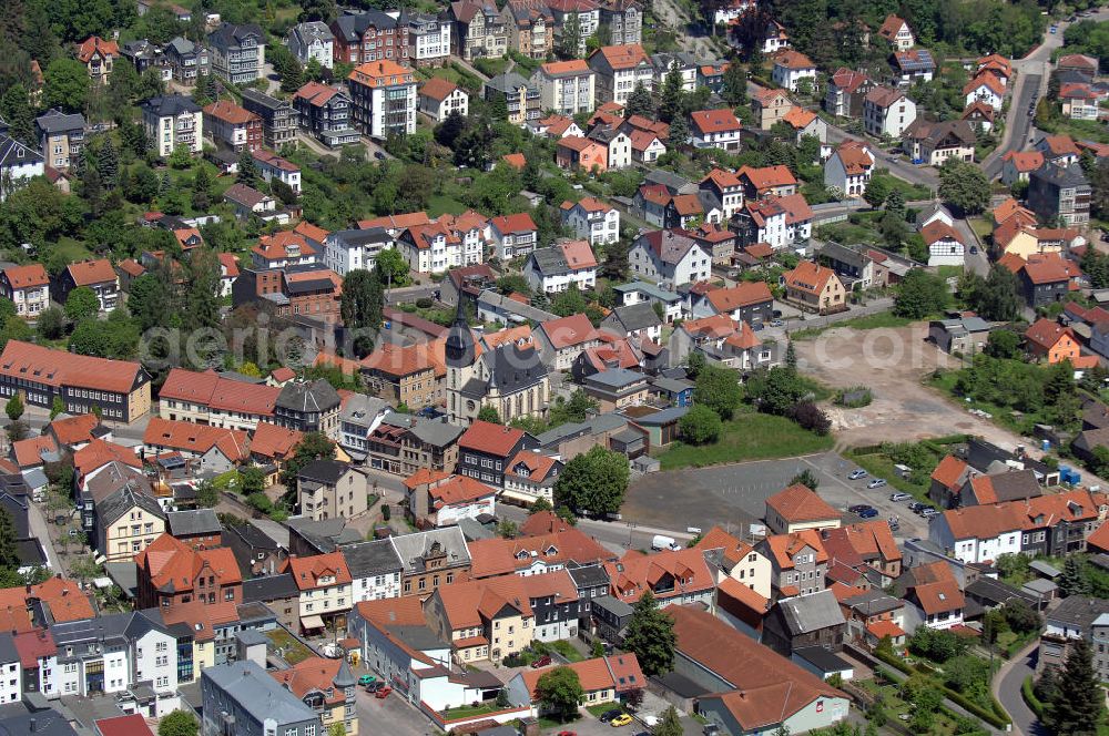 Friedrichroda from above - Blick auf einen Teil der Kleinstadt Friedrichroda, eine von fünf staatlich anerkannten Luftkurorten in Thüringen. View of the small town Friedrichroda in Thuringia.