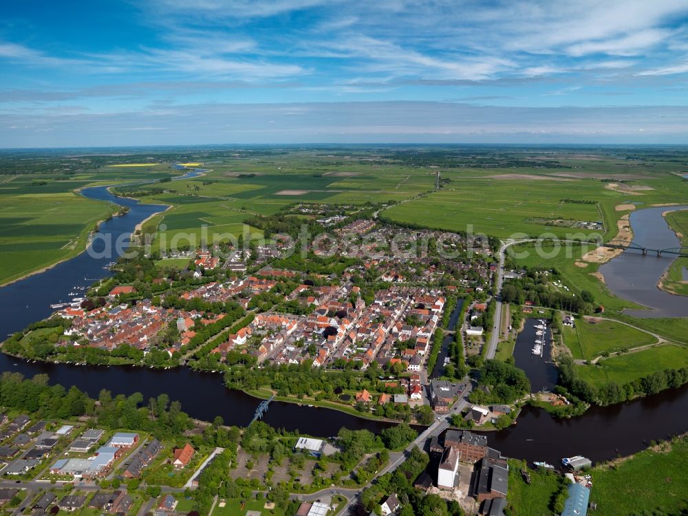 Friedrichstadt from above - City view from Friedrichstadt in Schleswig-Holstein