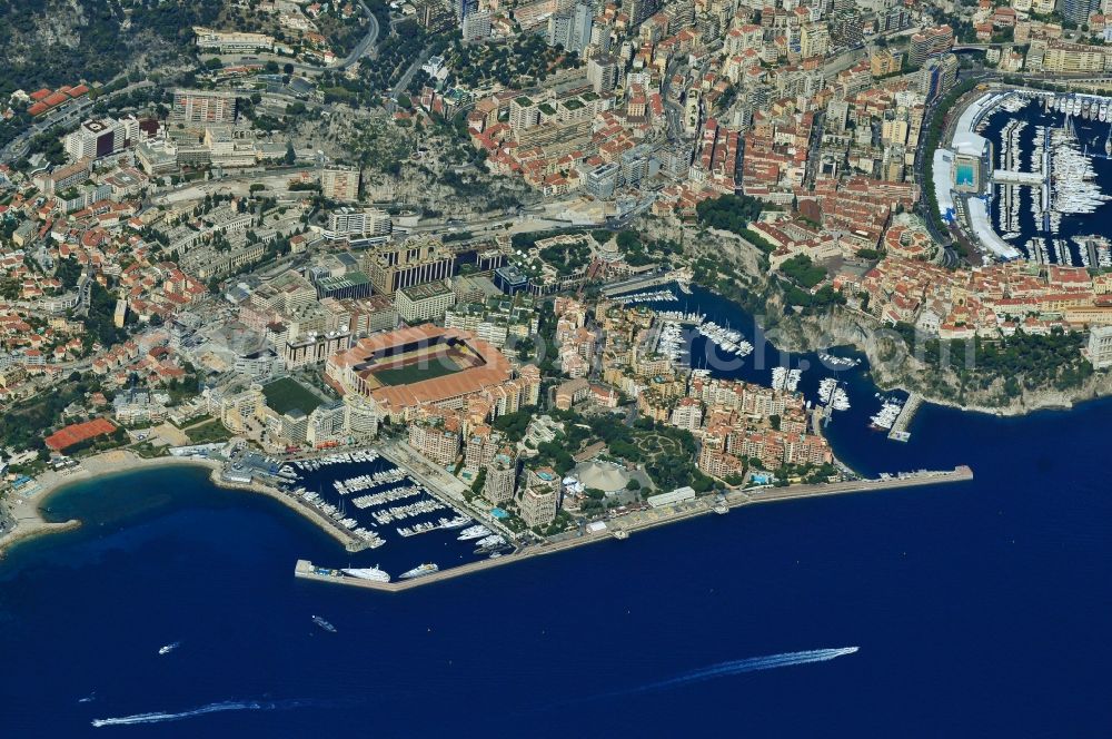 Monaco from above - Cityscape of the principality of Monaco, the second smallest city-state in the world, on the Mediterranean coast