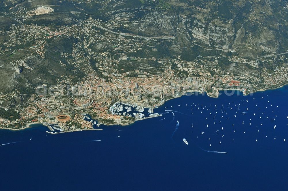 Aerial image Monaco - Cityscape of the principality of Monaco, the second smallest city-state in the world, on the Mediterranean coast