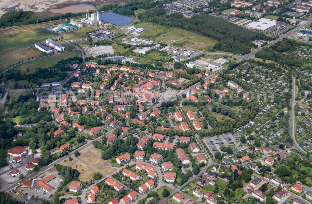 Senftenberg from above - City view of Marga in Senftenberg Brieske Garden City in the Federal State of Brandenburg. Was built the garden city from 1907 to 1915 as a workers colony of Ilse mining AG. Its name goes back to the pit opened in 1906 in Brieske Marga