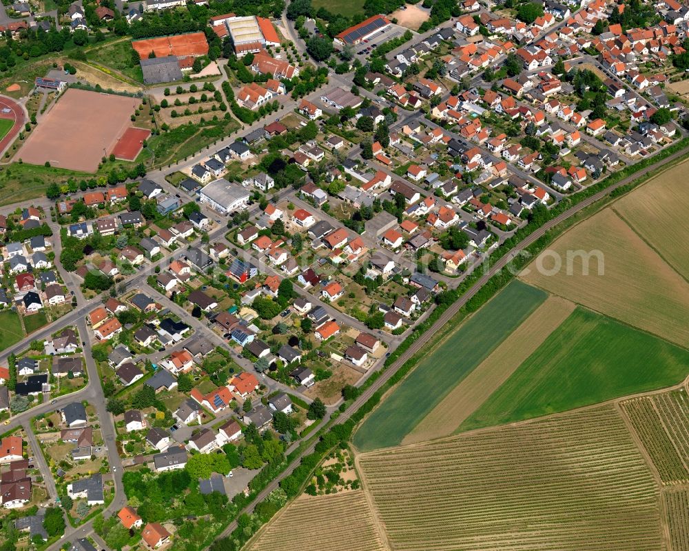 Gau-Weinheim, Ober-Saulheim from above - City view from Gau-Weinheim, Ober-Saulheim in the state Rhineland-Palatinate