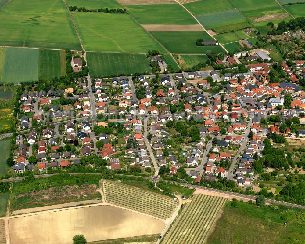 Aerial image Gau-Weinheim, Ober-Saulheim - City view from Gau-Weinheim, Ober-Saulheim in the state Rhineland-Palatinate