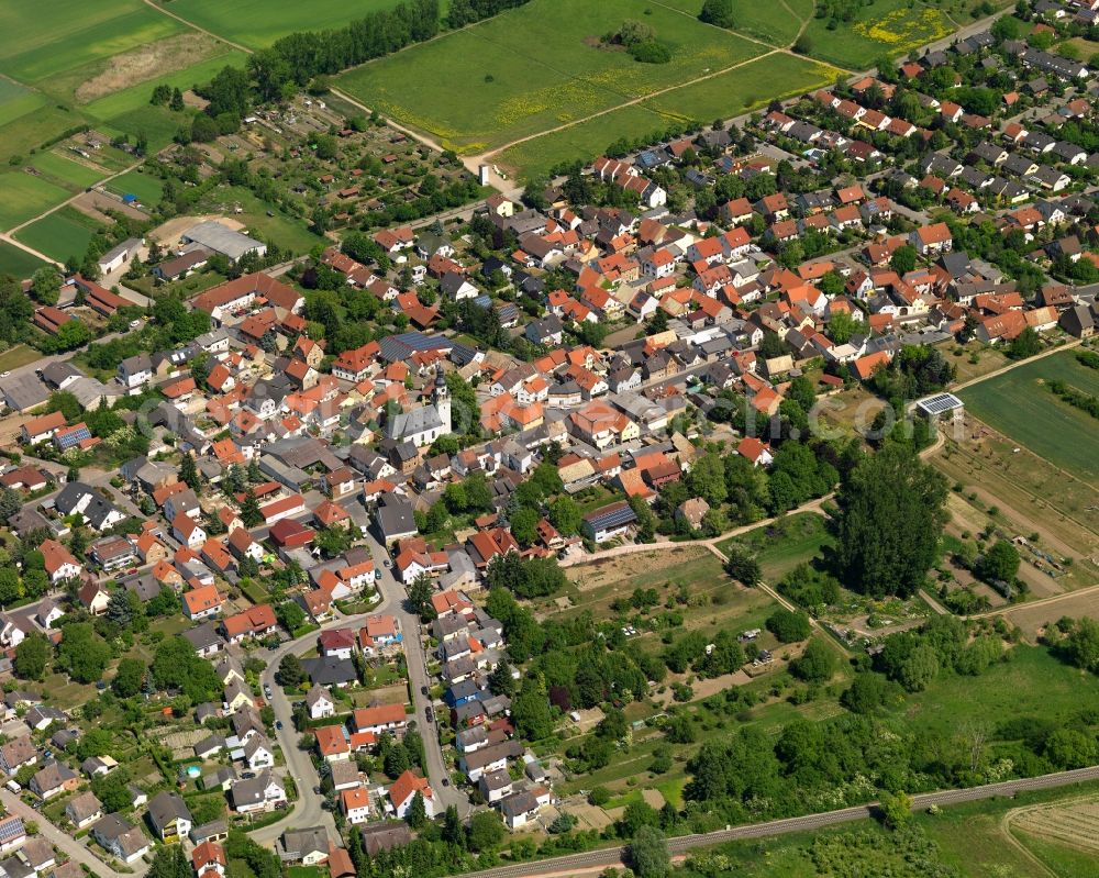 Aerial photograph Gau-Weinheim, Ober-Saulheim - City view from Gau-Weinheim, Ober-Saulheim in the state Rhineland-Palatinate