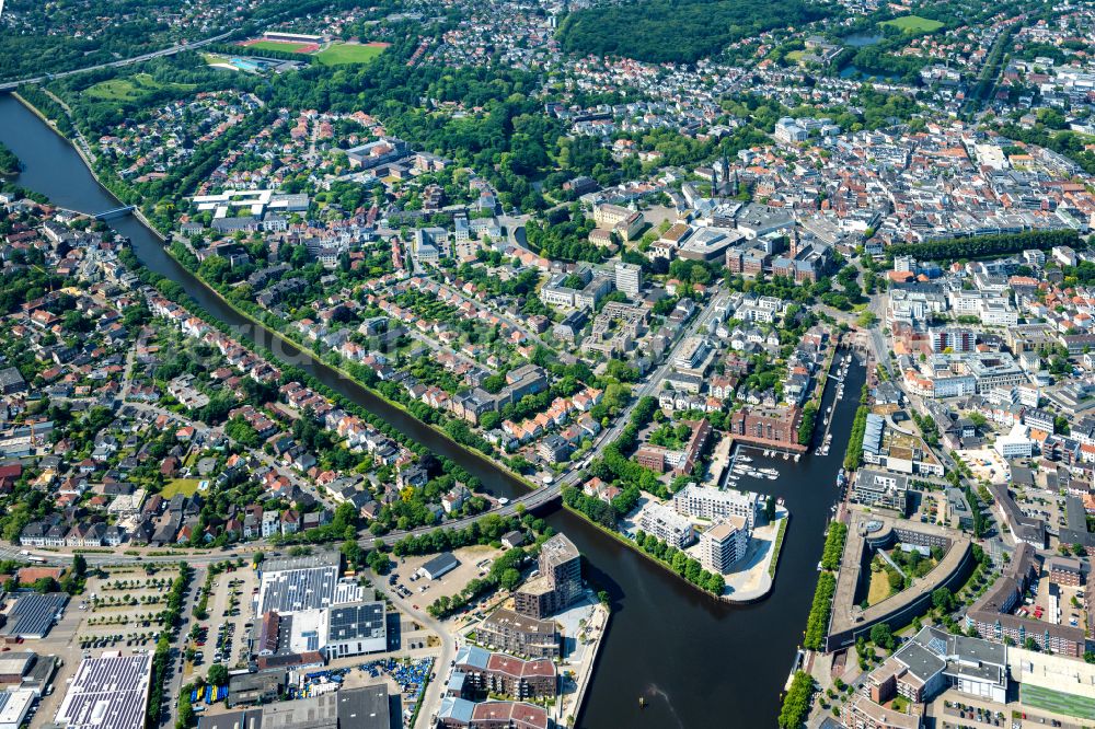 Aerial photograph Oldenburg - City view of the Court District from the city center area in Oldenburg in the state Lower Saxony, Germany