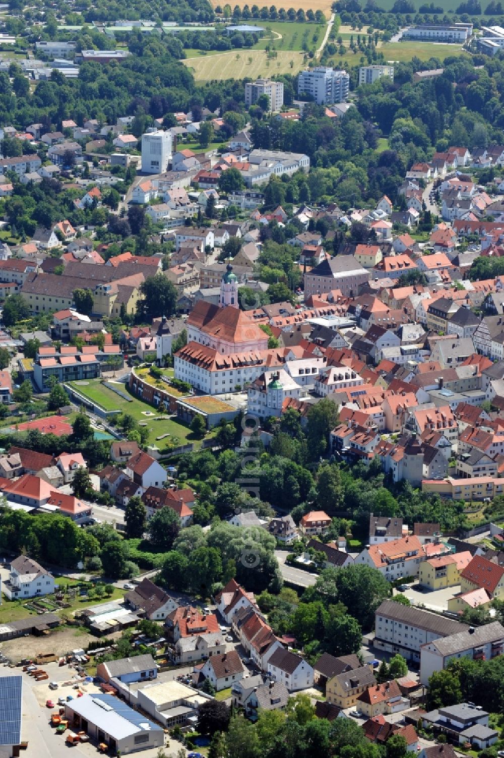 Aerial image Günzburg - City view of Guenzburg in the state Bavaria