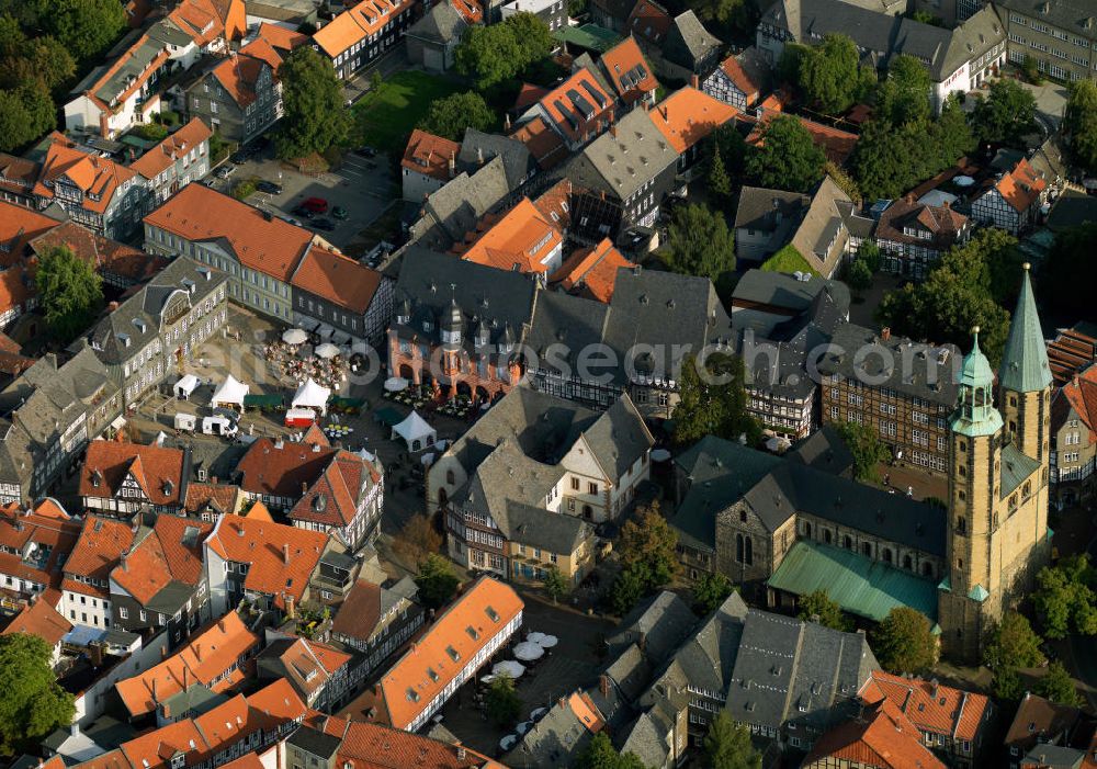 Aerial photograph Goslar - Townscape of Goslar in Market place of Quedlinburg in Lower Saxony.Goslar was announced as a World Heritage Site by the UNESCO