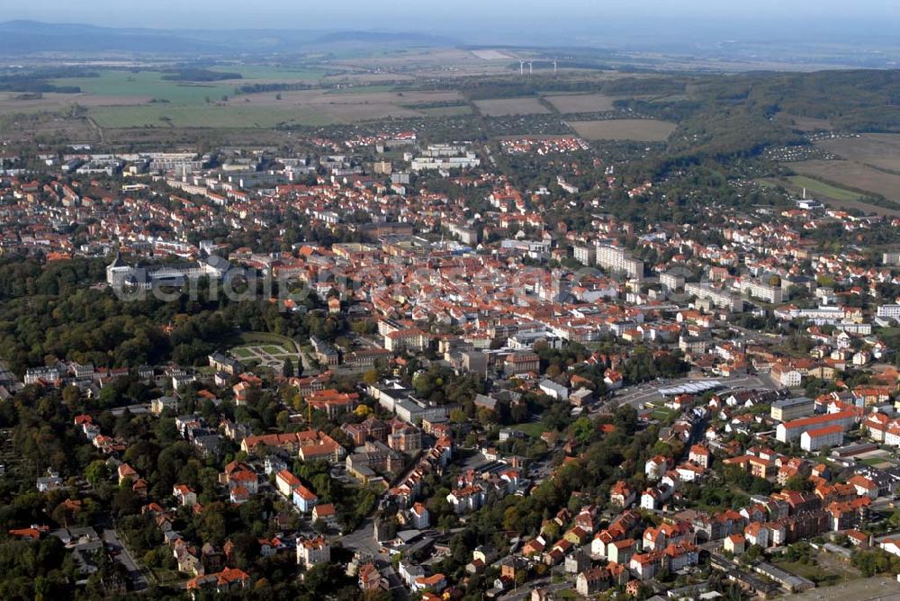 Gotha from above - Blick auf die Stadt Gotha. Gotha ist die Kreisstadt des Landkreises Gotha im Freistaat Thüringen und kann auf eine über 1225-jährige Geschichte zurückblicken.