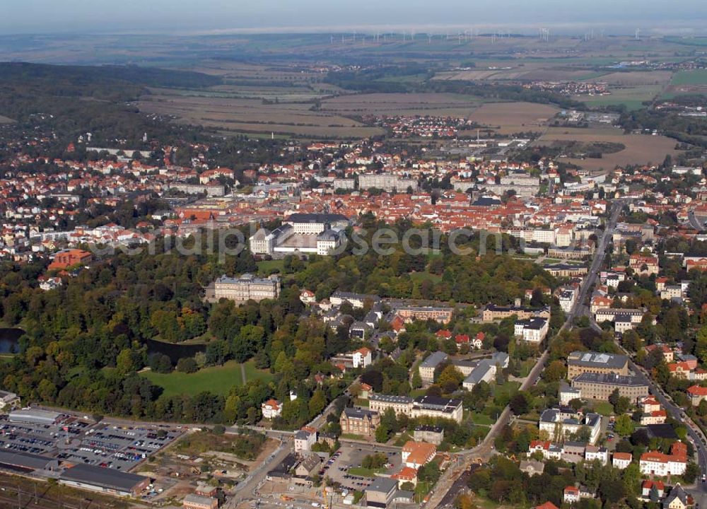 Aerial image Gotha - Blick auf die Stadt Gotha mit dem Schloss Friedenstein.